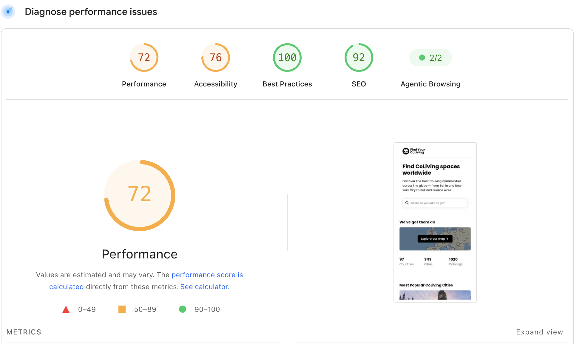 Example of the current SEO step